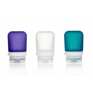 Humangear GoToob+ Sticluță de călătorie/cartuș de silicon Humangear GoToob+ Pachet de 3 flacoane/cartușe de 53 ml transparent/violet/turquoise imagine