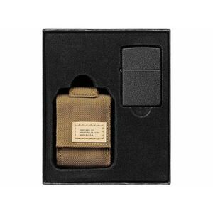 Zippo Brown caz tactic + brichetă set negru Crackle imagine