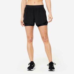 Pantalon scurt cu șort interior cardio fitness Negru Damă imagine