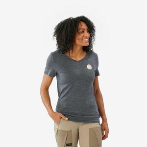 Tricou din Lână merinos Trekking călătorie Travel500 Albastru Damă imagine
