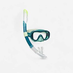 Set Snorkeling Mască Tub 100 Drytop Verde Adulți imagine