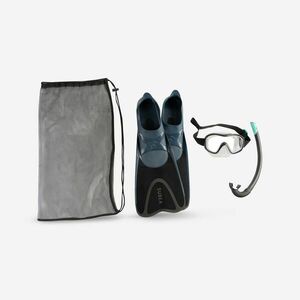 Set Snorkeling labe de înot, mască și tub 100 Gri - Set PMT 100 Negru Adulți imagine