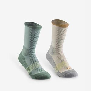 Set 2 perechi Șosete lungi de drumeție HIKE 500 Verde Copii imagine