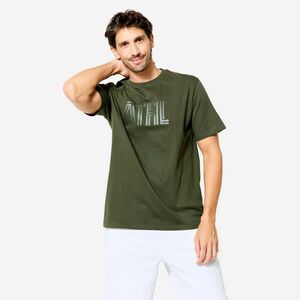 Tricou fitness regular din bumbac Verde Kaki Bărbați imagine