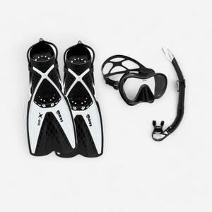 Set de snorkeling Labe de înot, mască și tub - Set Tropical Negru și Alb imagine