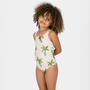 Costum întreg înot Bej imprimeu palmieri Bebe / Fete imagine
