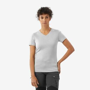 Tricou cu lână merinos Trekking călătorie Travel500 Gri Damă imagine