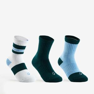 SET DE 3 PERECHI ȘOSETE DE SPORT LUNGI DECATHLON RS 500 ALB-ALBASTRU COPII imagine