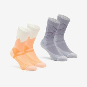 Set 2 Perechi de Șosete Lungi Drumeție Hike 500 Gri-Piersică Adulți imagine