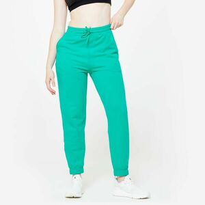 Pantalon de trening Fitness 500 croială dreaptă Verde Damă imagine