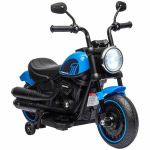 Motocileta Electrica de 6V, Roti de Antrenament, Baterii, un Singur Buton de Pornire, Pedala, Far, 18-36 luni, Albastru HOMCOM | Aosom Romania imagine
