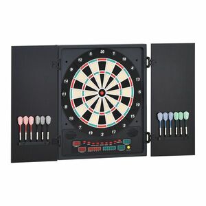 HOMCOM Tabla de Darts Electronică Profesională cu 6 Display-uri, 12 Săgeți, 27 Moduri de Joc, 51x6.5x57cm, Negru | Aosom Romania imagine