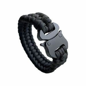 WARAGOD Brățară Paracord cu clip metalic Avär, negru imagine