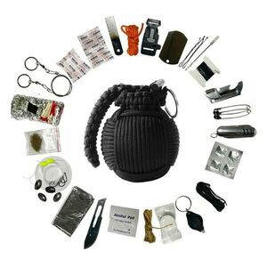 WARAGOD Paracord Menel kit de supraviețuire, negru imagine