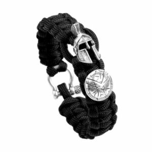 WARAGOD Brățară Paracord Spartan cu fermoar metalic Hanta, negru imagine