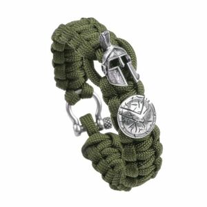 WARAGOD Brățară Paracord Spartan cu fermoar metalic Hanta, verde imagine