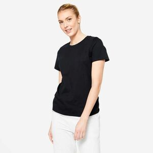 Tricou bumbac guler rotund Negru Damă imagine
