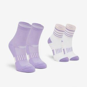 Set 2 perechi de șosete mid KIPRUN 500 alergare Mov și Lila, cu Dungi Copii imagine