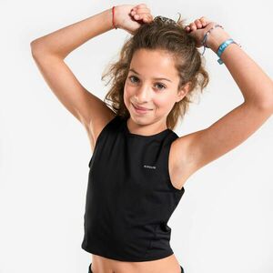 Maiou Crop Top pentru alergare, respirant KIPRUN Negru Fete imagine