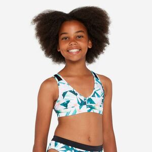 Sutien de baie surf formă triunghiulară Lily Imprimeu floral Alb Fete imagine