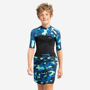Tricou Anti-UV 500 Camo Negru Albastru Băieți imagine