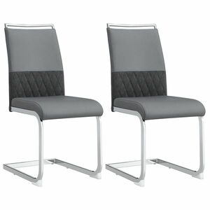 Set de 2 scaune moderne pentru sufragerie, cu spătar înalt, din PU și material textil, pentru bucătărie și birou, Gri imagine