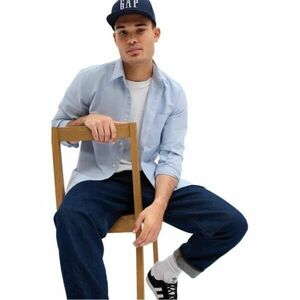 GAP V-LS STANDARD OXFORD Cămașă pentru bărbați, albastru deschis, mărime imagine