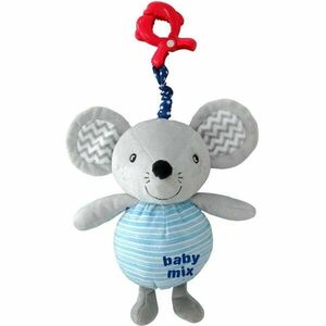 BABY MIX ȘORICEL Jucărie din pluș cu mecanism muzical și clemă, gri, mărime imagine