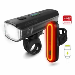 One LUMIX 500 SET Set lumini față, spate pentru bicicletă, negru, mărime imagine