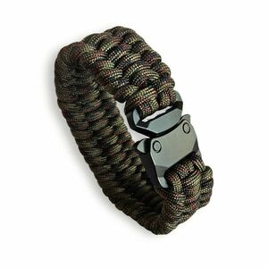 WARAGOD Brățară Paracord cu clip metalic Avär, verde camuflat imagine