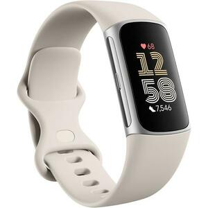 Bratara fitness Fitbit Charge 6, GPS + GLONASS, Rezistenta la apa 50M, Bluetooth, NFC (Argintiu) imagine