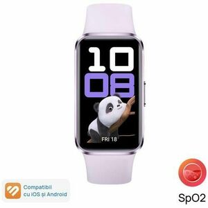 Bratara fitness HUAWEI Band 10, Android /iOS, carcasa aluminiu, bratara Fluoroelastomer, ecran AMOLED 1.47inch, Rezistenta la apa 5 ATM (Violet) imagine