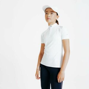 Tricou Polo Concurs echitație 500 Alb Fete imagine