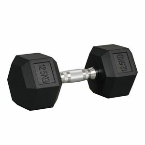 HOMCOM Ganteră de 12.5 kg Hexagonală Unică cu Mâner Antiderapant Negru | Aosom Romania imagine