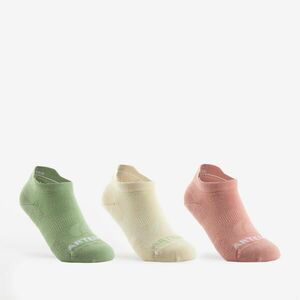 Șosete de tenis scurte Artengo RS 160 verde-bej-roz copii, set de 3 perechi imagine