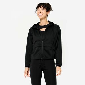 Hanorac cu fermoar pentru fitness, ușor, material perforat negru damă imagine