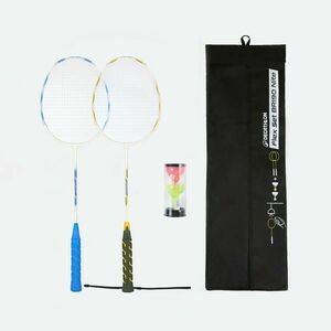 Set rachete de badminton fosforescente Flex BR190 - Albastru-Galben, Adulți imagine