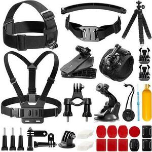 Kit accesorii AKASO SYZ0014-BK-01 – suporti clema si ventuza, telecomanda WiFi, curele, mini trepied, maner plutitor (Negru) imagine