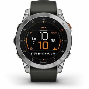 Ceas Activity Tracker Garmin Epix™, 47 mm, Display AMOLED 1.3inch, Bluetooth, 16GB Flash, Waterproof 10 ATM (Argintiu) imagine