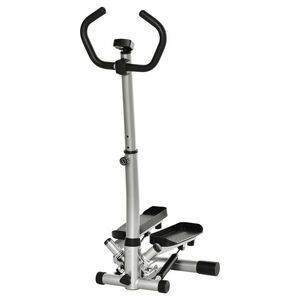 HOMCOM Stepper cu Monitor LCD, Mânere Reglabile și Benzi Elastice, Negru și Argintiu | Aosom Romania imagine