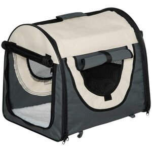Transportor Câini Pliabil PawHut, Ușor de Transportat, Ideal pentru Călătorii, Gri, 46x36x41cm | Aosom Romania imagine