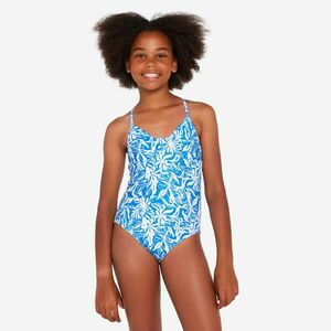 Costum baie întreg surf bretele încrucișate 500 Caly Albastru și alb Fete imagine