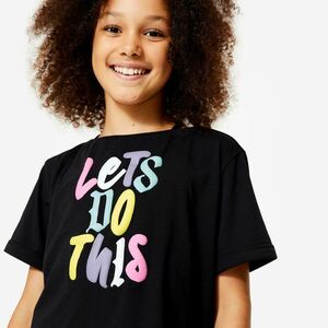 Tricou scurt pentru dans modern jazz, fete, negru-roz imagine