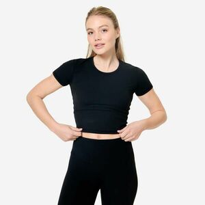 Tricou de yoga și Pilates elastic și moale, Breathe negru imagine