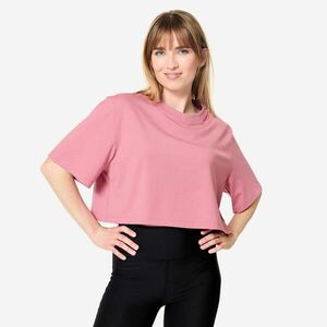 Tricou Crop Top Fitness Roz Damă imagine
