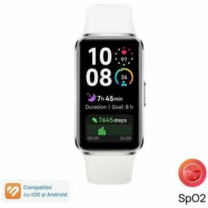 Bratara fitness HUAWEI Band 10, Android /iOS, carcasa aluminiu, bratara Fluoroelastomer, ecran AMOLED 1.47inch, Rezistenta la apa 5 ATM (Argintiu) imagine