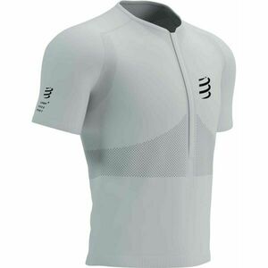 Compressport TRAIL HALF-ZIP FITTED SS TOP Tricou de alergare bărbați, alb, mărime imagine