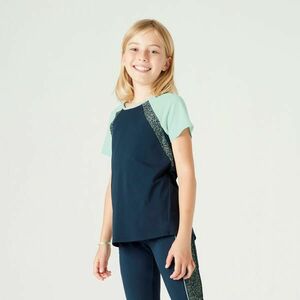 Tricou S500 educație fizică respirant bleumarin cu imprimeu Fete imagine
