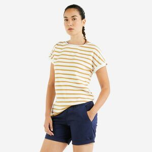 Tricou Navigație Sailing 100 Alb-Ocru Damă imagine