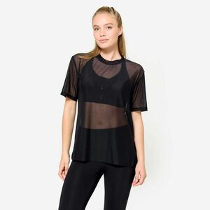 Tricou fitness plasă și loose Negru Damă imagine